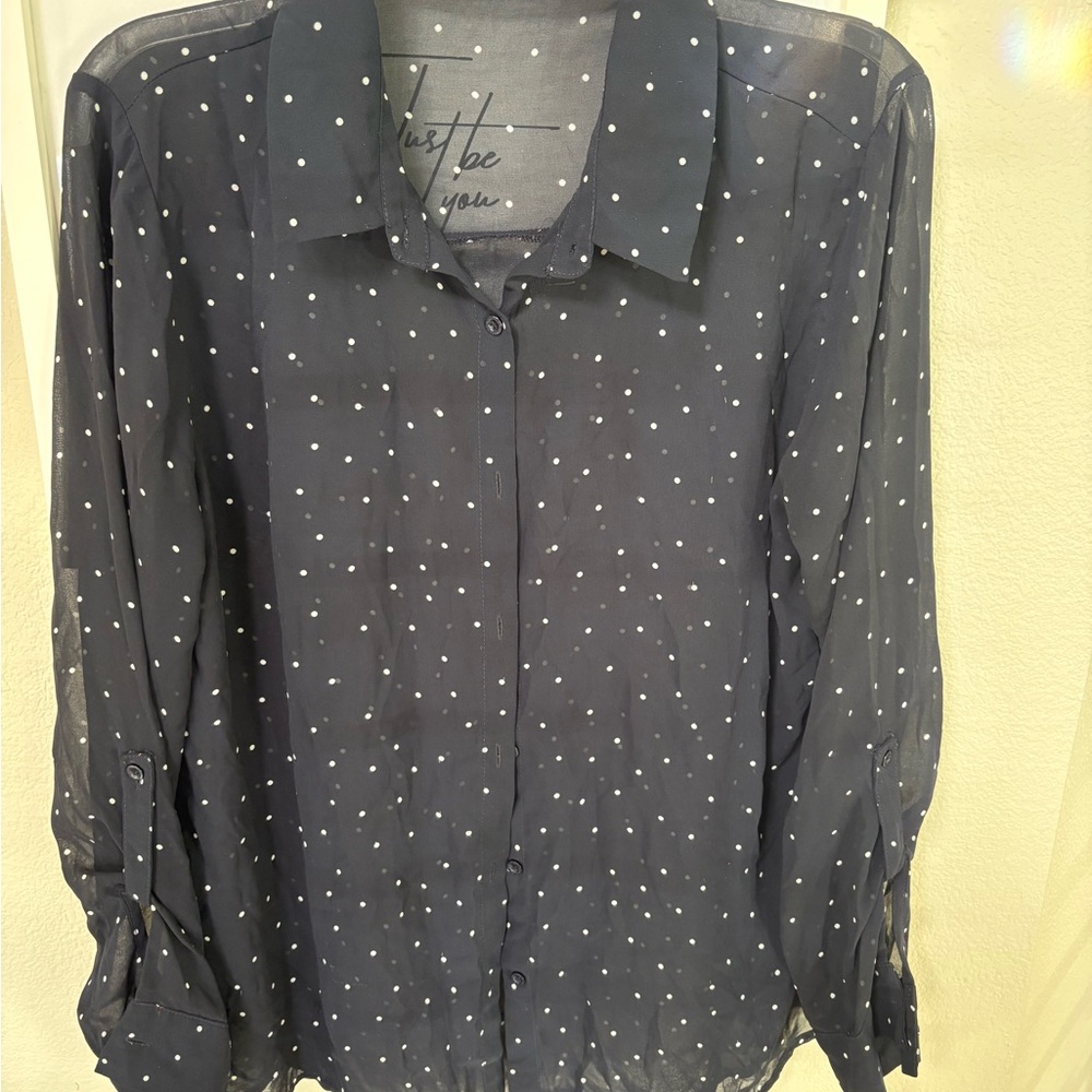 Sophie Rue Charcoal Top with White Dots